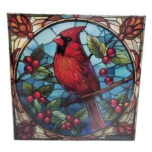 Lorkako Cardinal Bird Stained Glass Jigsaw Puzzle 1000 Piece Adult Red Blue New